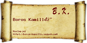 Boros Kamilló névjegykártya