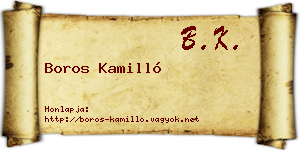 Boros Kamilló névjegykártya